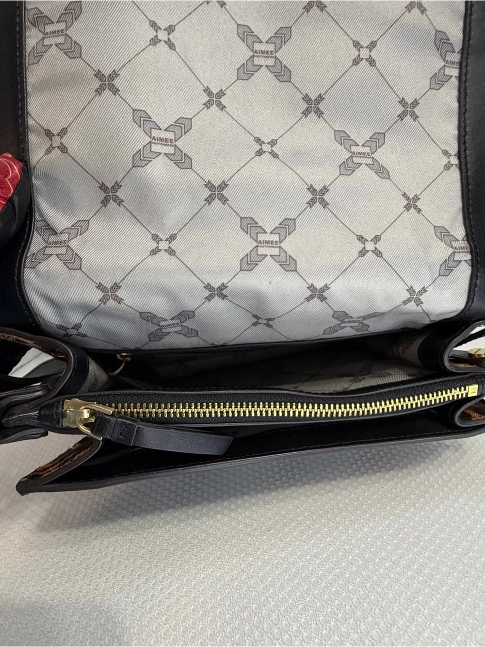Aimee Kestenberg Black Smooth Leather Crossbody with Gold Hardware